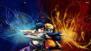 Naruto and Sasuke Epic Sword Duel Anime Wallpaper HD wallpaper