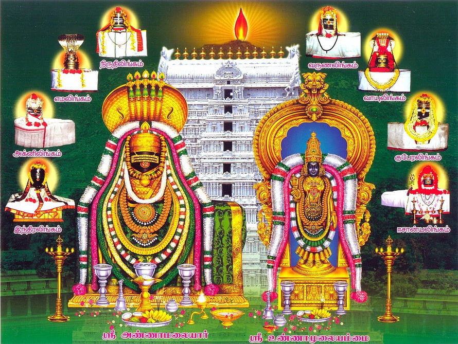 Thiruvanaikaval Arunachaleswarar Temple Deities and Gopuram HD wallpaper