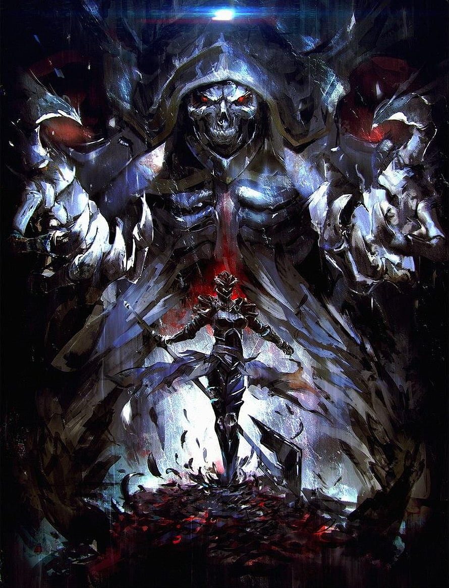 Overlord Ainz Ooal Gown and Albedo Dark Fantasy Illustration HD phone wallpaper