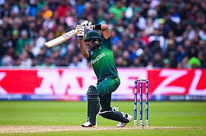 Pakistan Cricket Player Batting in Green Jersey During International Match HD wallpaper