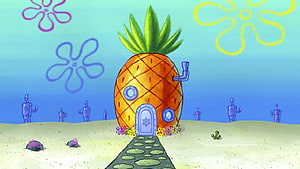 SpongeBob SquarePants Pineapple House Underwater Scene in Bikini Bottom HD wallpaper