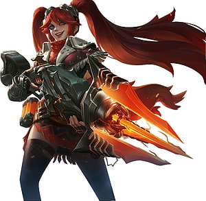 Layla Blazing Gun Skin from Mobile Legends: Bang Bang with fiery energy weapon HD wallpaper