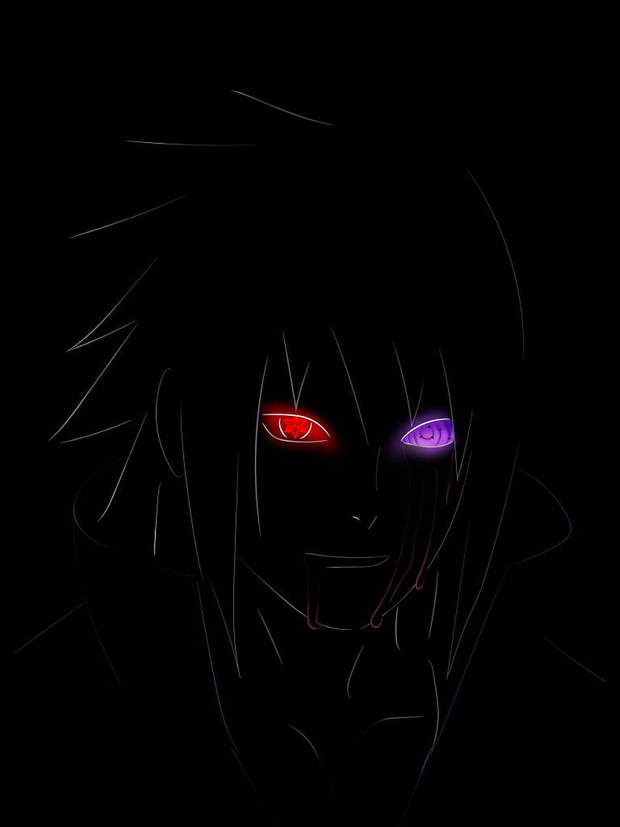 Sasuke Uchiha Glowing Eyes Minimalist Dark Anime Portrait HD phone wallpaper