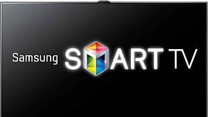 Samsung Smart TV Logo on Black Background with Colorful Cube Icon HD wallpaper