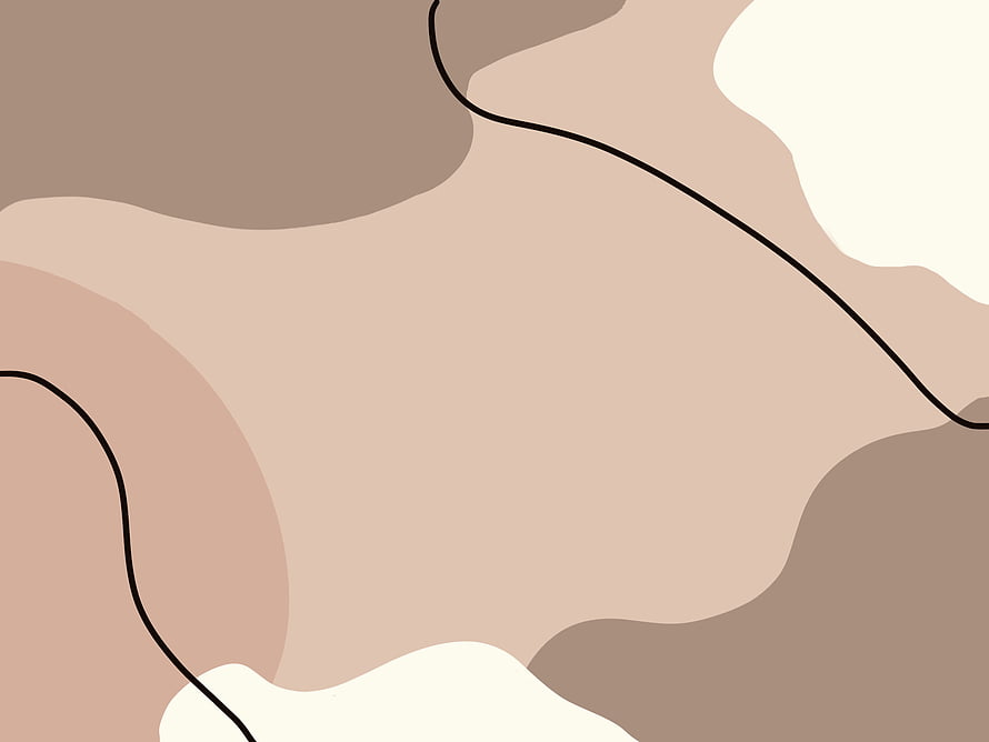 Abstract Minimalist Beige and Brown Organic Shapes with Black Lines HD wallpaper
