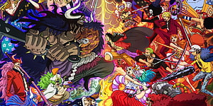 One Piece Onigashima Arc Anime Illustration Featuring Luffy and Kaido in Epic Battle HD wallpaper
