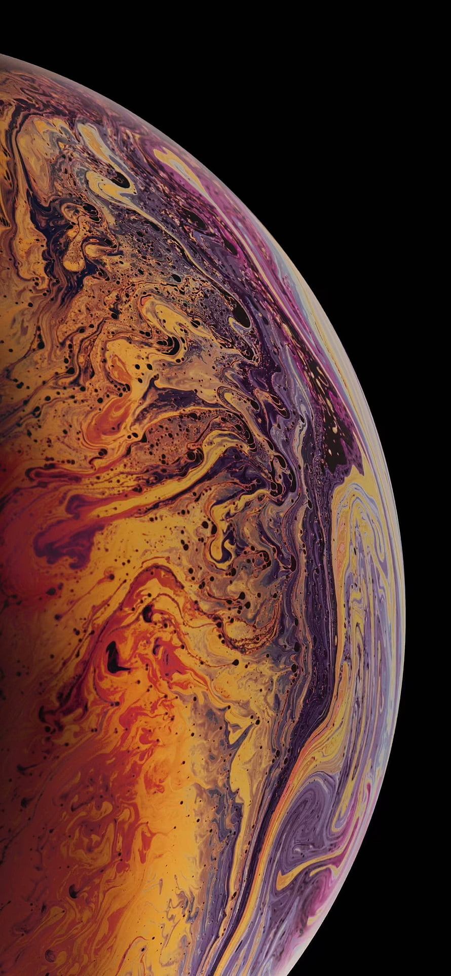 Vibrant Swirling Liquid Marble Sphere Against Black Background HD phone wallpaper