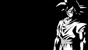 Dragon Ball Z Goku Black and White Anime Character Silhouette Wallpaper HD wallpaper