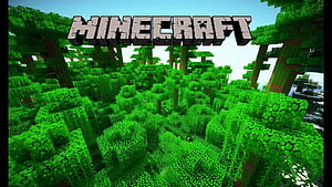 Minecraft Jungle Biome Landscape With Blocky Trees And Lush Green Foliage HD wallpaper