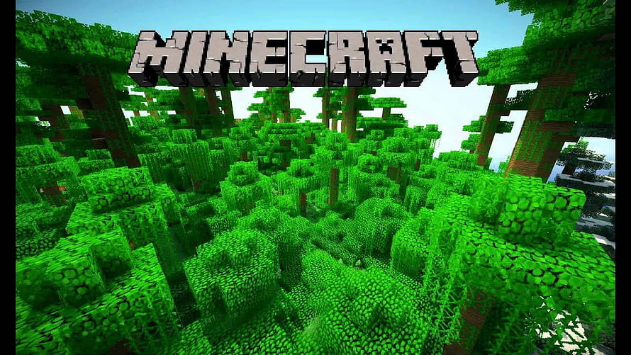 Minecraft Jungle Biome Landscape With Blocky Trees And Lush Green Foliage HD wallpaper
