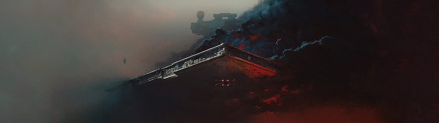 Dark Sci-Fi Spaceship Flying Through Stormy Clouds and Fog HD wallpaper