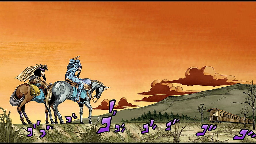 JoJo's Bizarre Adventure Part 7 Steel Ball Run Characters on Horses Sunset Landscape HD wallpaper