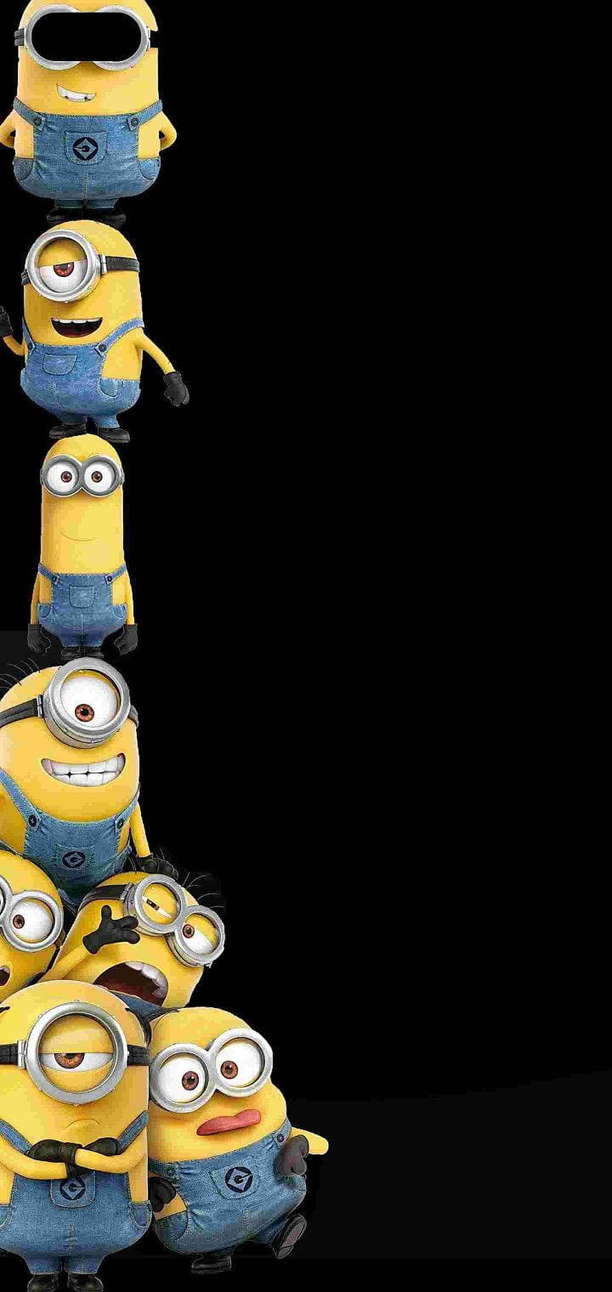 Minions Stacked Vertically on Black Background HD phone wallpaper