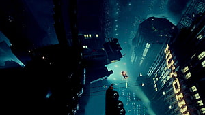 Cyberpunk 2077 Night City Skyline with Flying Car and Neon Signs HD wallpaper