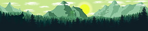 Firewatch Stylized Mountain Landscape with Watchtower and Pine Forest at Sunset HD wallpaper