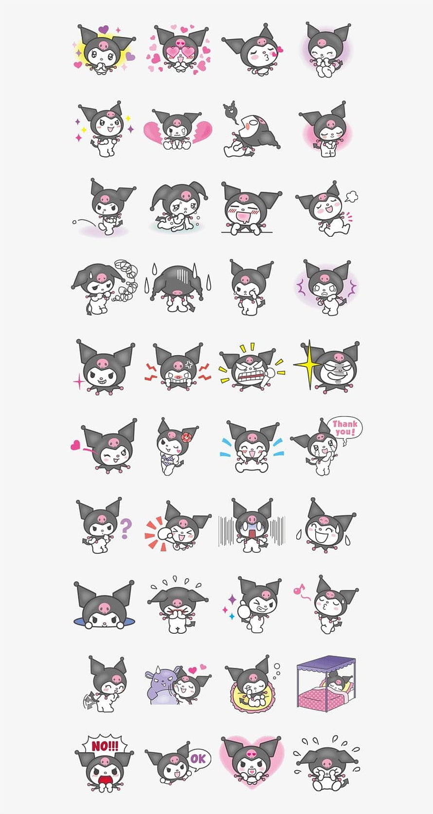 Cute Kuromi Sticker Pack Collection with Various Expressions and Emotions HD phone wallpaper