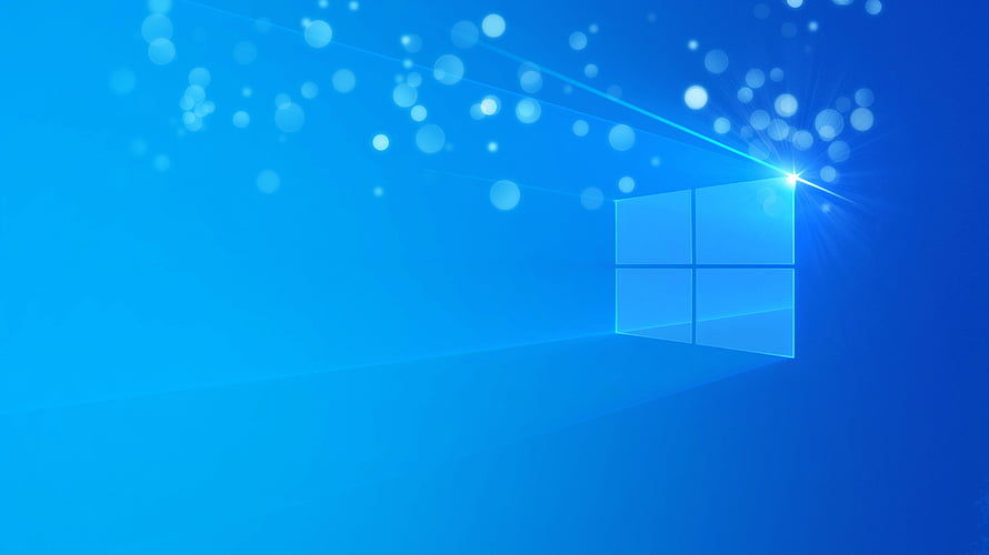 Windows 10 Default Blue Desktop Wallpaper with Bokeh Light Effects HD wallpaper