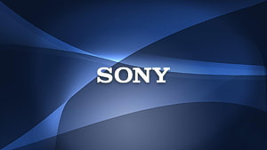 Sony Corporate Logo on Abstract Blue Gradient Background HD wallpaper