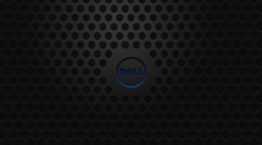 Dell Logo on Black Perforated Metal Texture Background HD wallpaper
