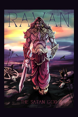 Ravana The Satan God Fantasy Warrior Illustration with Sword and Armor HD phone wallpaper