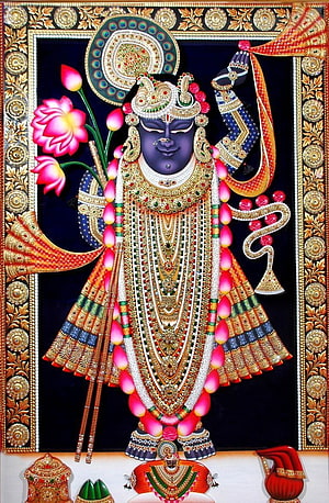 Lord Krishna with Peacock Feather Crown and Flute HD phone wallpaper