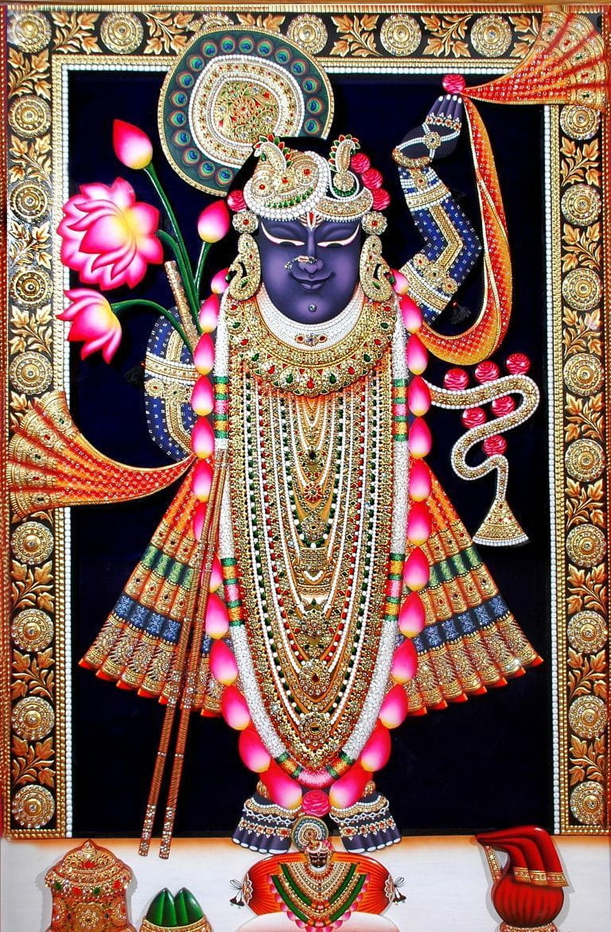 Lord Krishna with Peacock Feather Crown and Flute HD phone wallpaper