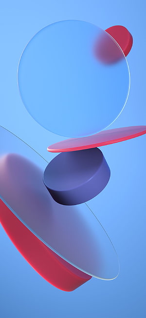 Abstract 3D Render of Floating Geometric Shapes in Blue and Red HD phone wallpaper