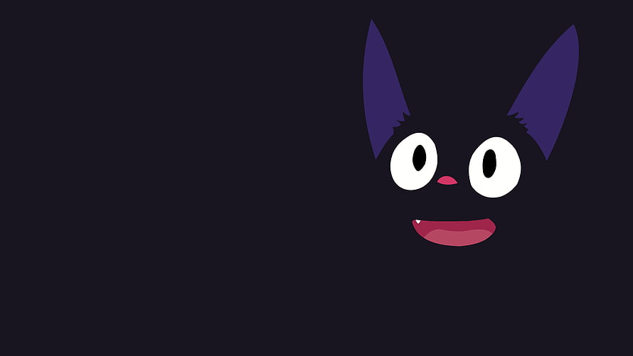 Jiji the Black Cat from Kiki's Delivery Service Minimalist Anime Character Portrait HD wallpaper