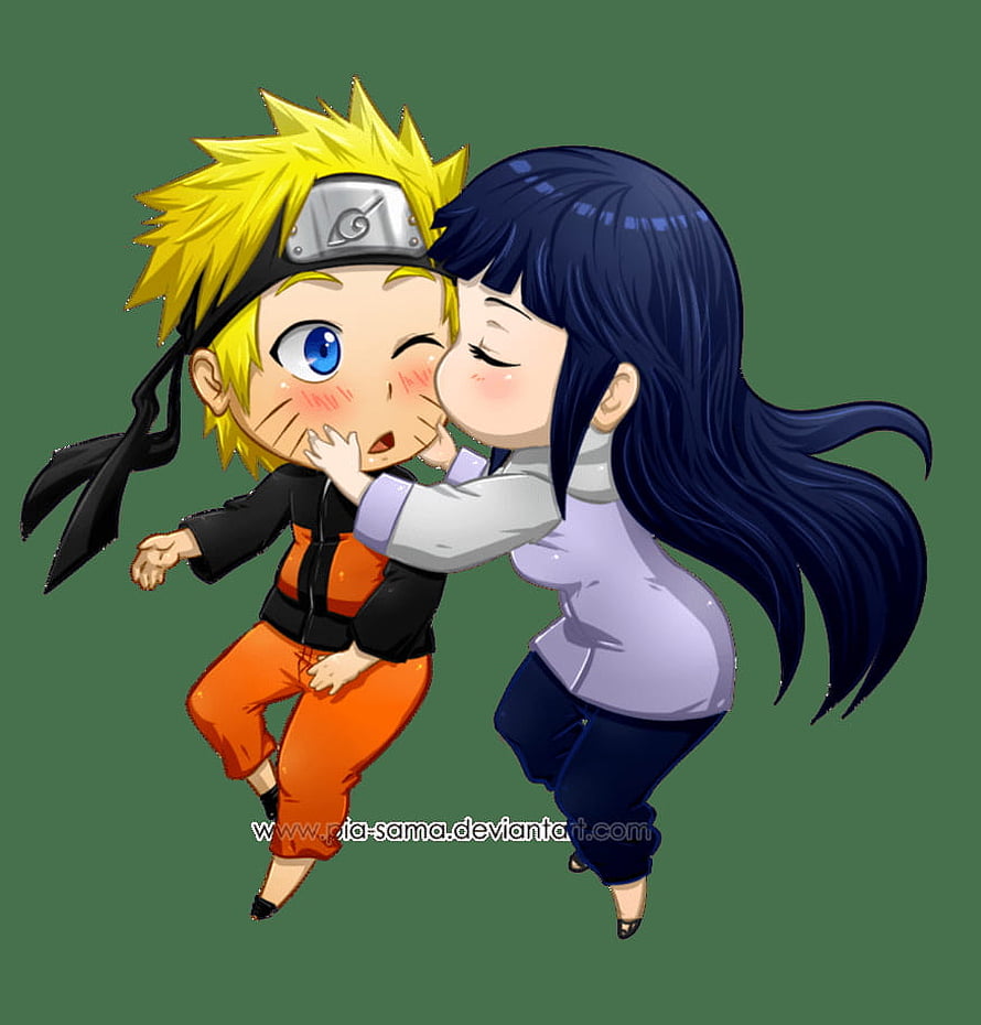 Cute Chibi Naruto and Hinata Sharing a Sweet Moment in Anime Style HD phone wallpaper