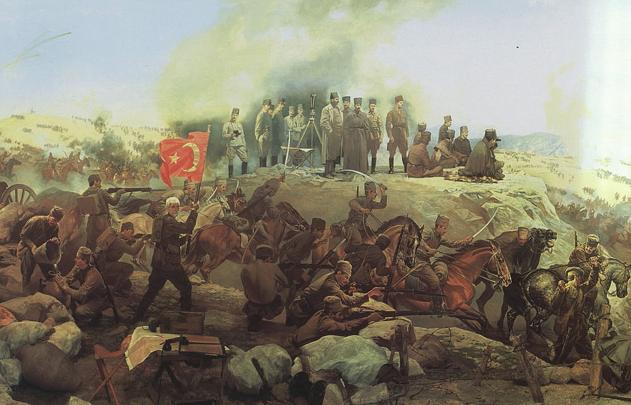 Gallipoli Campaign Historical Battle Painting with Ottoman Soldiers and Cavalry, Çanakkale Savaşı Duvar Kağıtları HD wallpaper