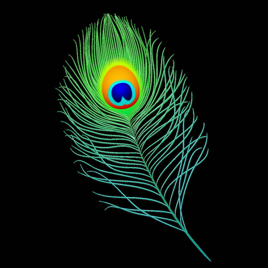 Vibrant Peacock Feather Illustration With Neon Green And Blue Eye Pattern On Black Background HD phone wallpaper