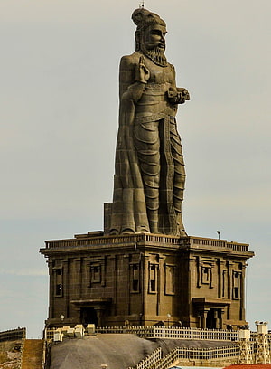 Thiruvalluvar Statue Monument on Elevated Stone Pedestal HD phone wallpaper