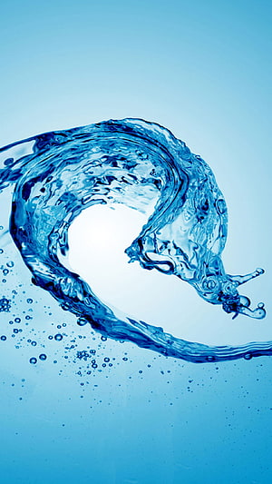 Dynamic Blue Water Splash Captured in Mid-Air Against a Soft Gradient Background HD phone wallpaper
