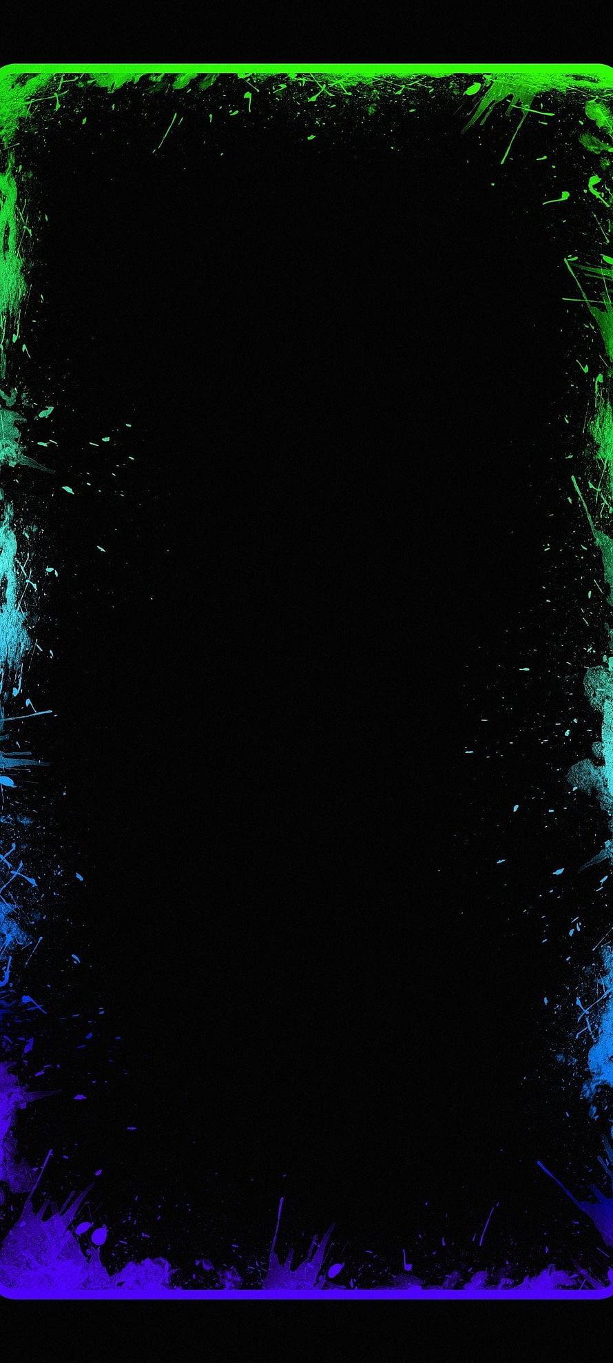 Neon Gradient Paint Splash Border on Black Background HD phone wallpaper