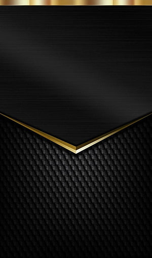 Luxurious Black Honeycomb Texture With Gold Geometric Accent Abstract Wallpaper HD phone wallpaper