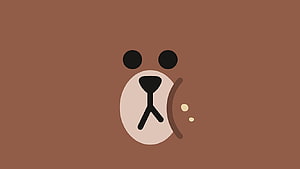 Minimalist Brown Bear Face Illustration on Solid Background HD wallpaper