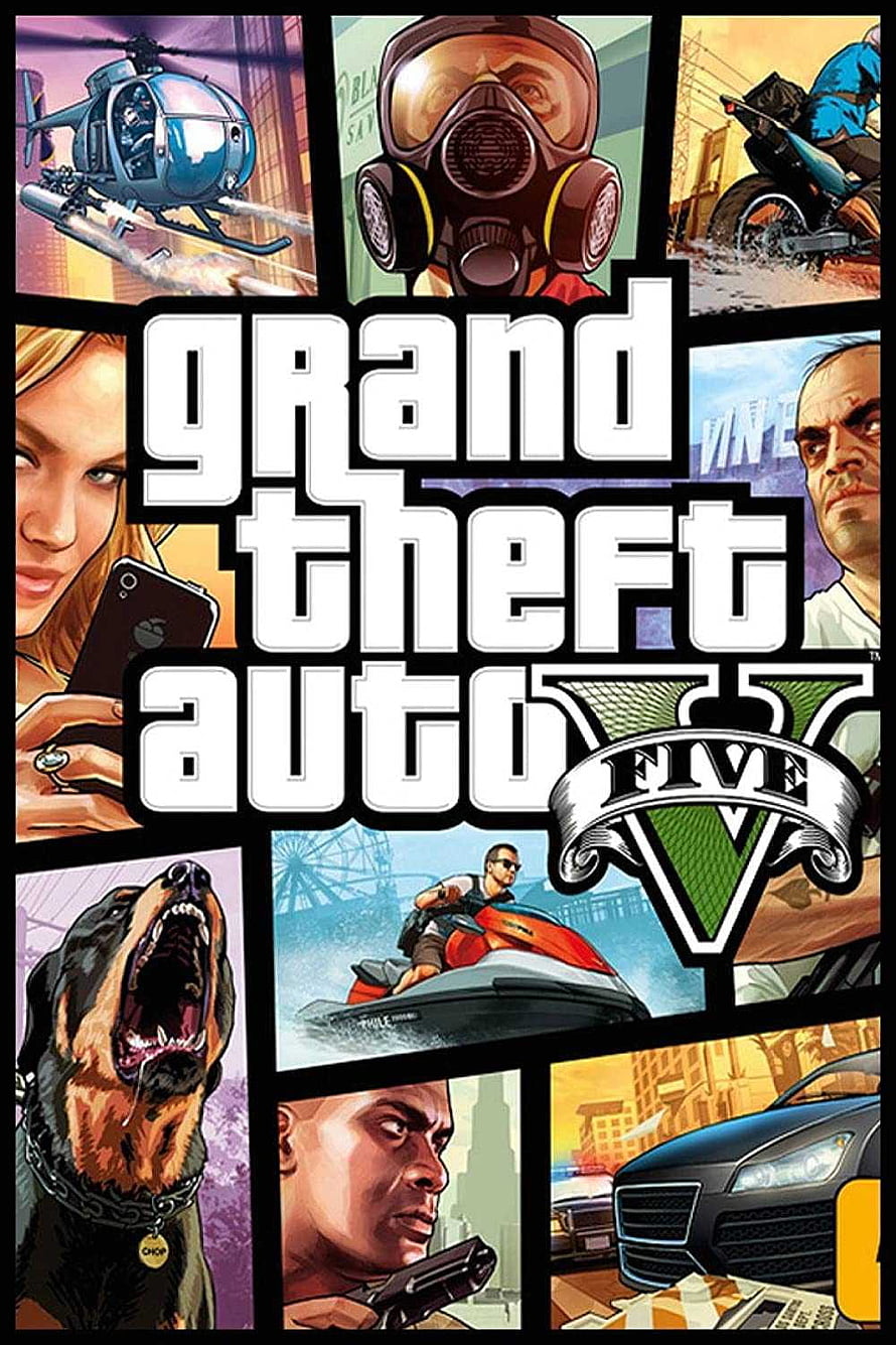 Grand Theft Auto V Official Cover Art Featuring Michael Franklin Trevor and Chop HD phone wallpaper