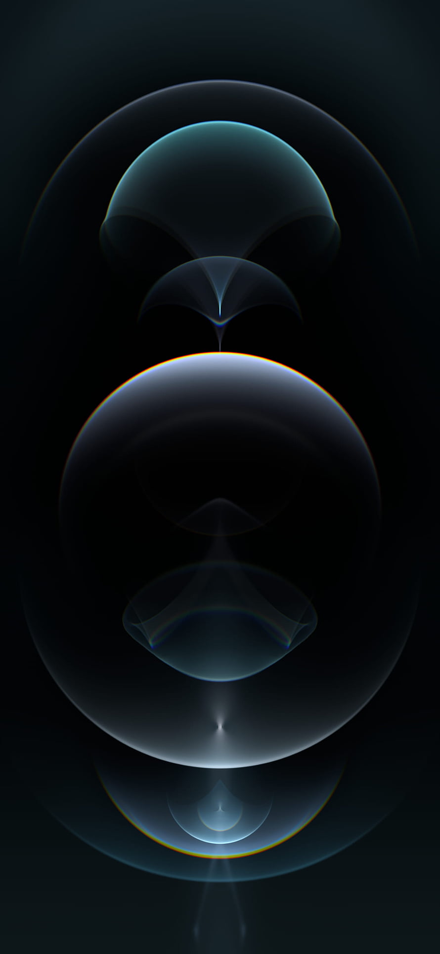 Abstract Dark Blue Spheres With Iridescent Edges And Minimalist Geometric Shapes HD phone wallpaper