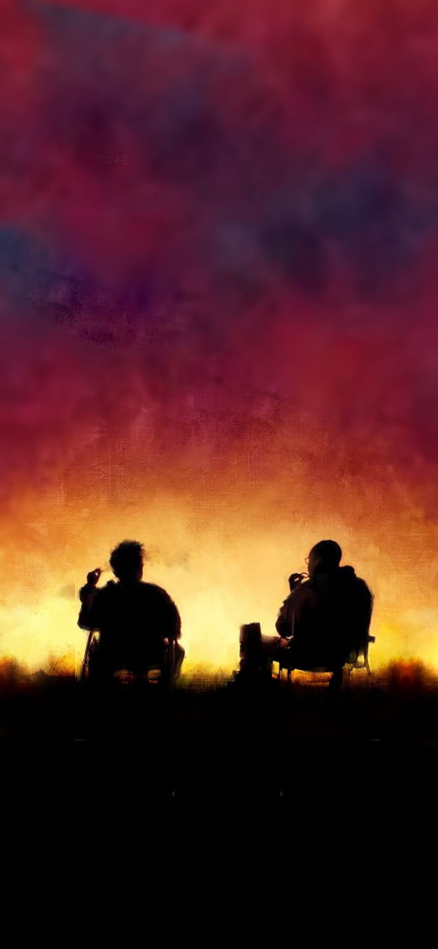 Breaking Bad Silhouettes of Two Characters Seated Against a Fiery Sunset Sky HD phone wallpaper