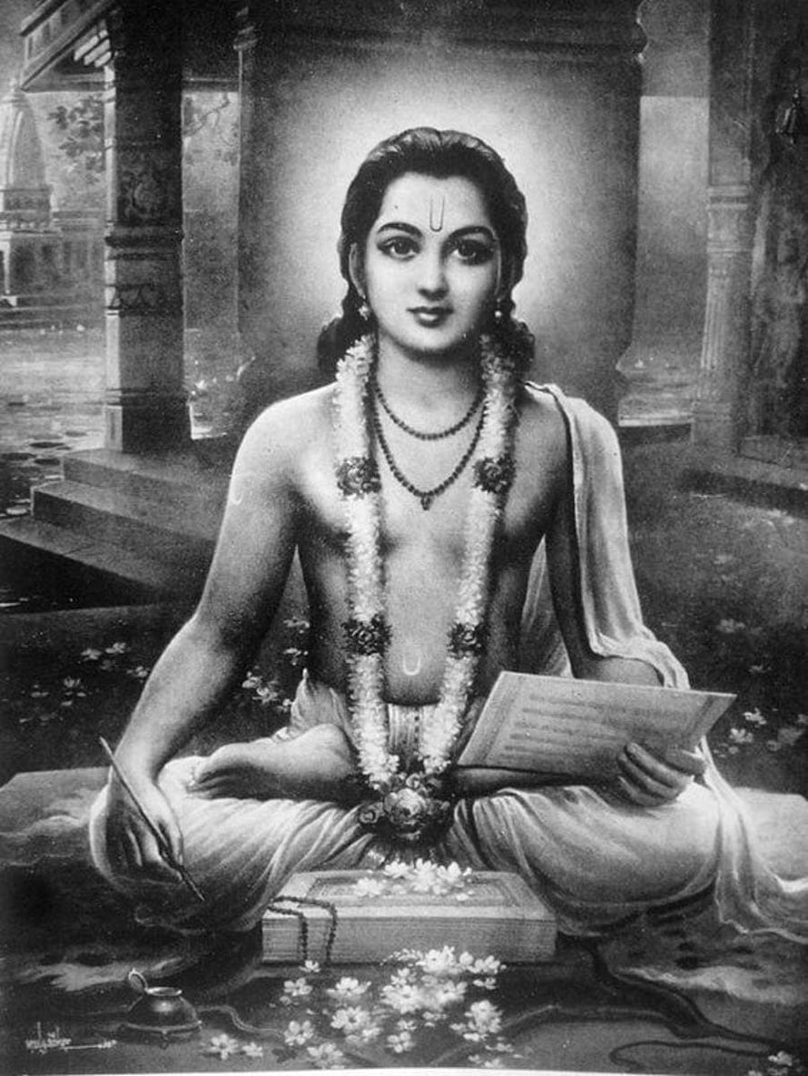 Sant Dnyaneshwar in Meditation with Manuscript and Lotus Flowers HD phone wallpaper