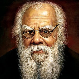 Portrait of Rabindranath Tagore with White Beard and Glasses HD phone wallpaper
