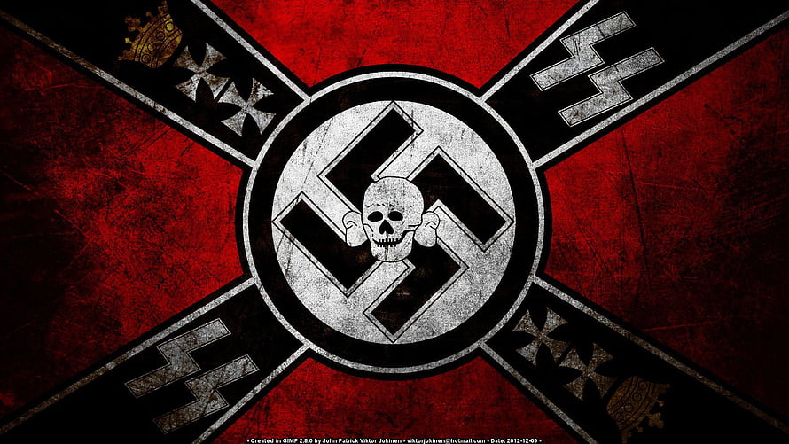 Dark Red and Black Cross Design Featuring Central Skull and Iron Cross Motifs HD wallpaper