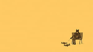 Batman Feeding Bats on a Park Bench Minimalist Illustration, minimalist aesthetic laptop, #Minimalist HD wallpaper