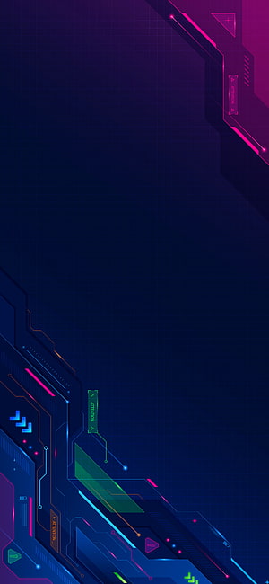 Futuristic Cyberpunk Technology Abstract Background with Neon Circuit Lines HD phone wallpaper