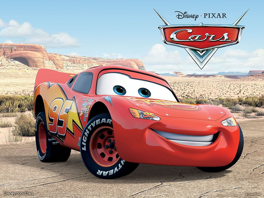 Lightning McQueen from Disney Pixar Cars in a Desert Landscape HD wallpaper