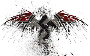 Stylized Grunge Eagle Emblem with Swastika Symbol and Red Wings HD wallpaper