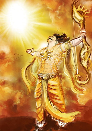 Golden Sun God Archery Fantasy Art Wallpaper HD phone wallpaper