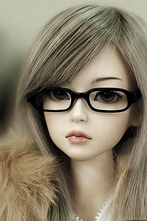 Cute Anime Girl with Black Glasses and Fur Collar in Soft Digital Art Style HD phone wallpaper
