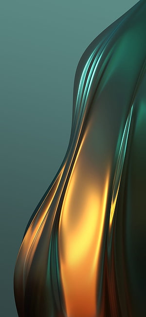 Abstract Metallic Liquid Gold and Teal Flowing 3D Render Wallpaper HD phone wallpaper