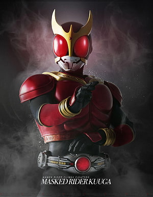 Kamen Rider Kuuga in Crimson Armor with Golden Horns and Dramatic Smoke HD phone wallpaper